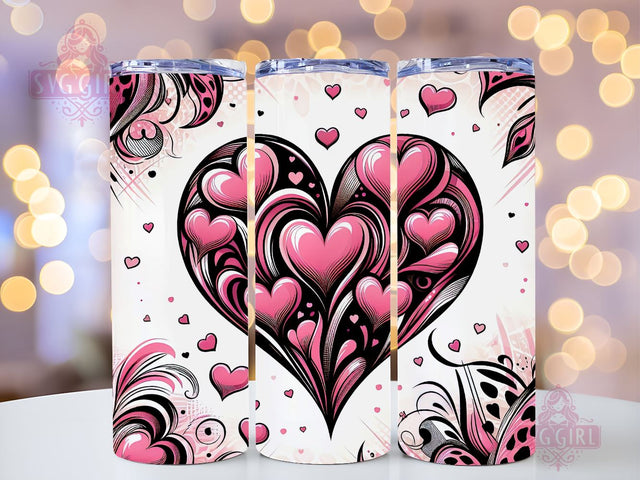 Valentine's Day Hearts 20 oz Sublimation Tumbler Wrap, PNG Digital File, Valentine Tumbler Wrap, Leopard Print Design Sublimation SvggirlplusArt 