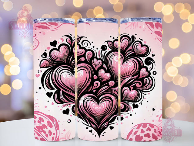 Valentine's Day Hearts 20 oz Sublimation Tumbler Wrap, PNG Digital File, Valentine Tumbler Wrap, Leopard Print Design Sublimation SvggirlplusArt 