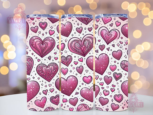 Valentine's Day Hearts 20 oz Sublimation Tumbler Wrap, PNG Digital File, Valentine Tumbler Wrap, Leopard Print Design Sublimation SvggirlplusArt 