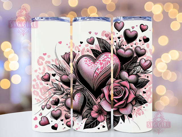 Valentine's Day Hearts 20 oz Sublimation Tumbler Wrap, PNG Digital File, Valentine Tumbler Wrap, Leopard Print Design Sublimation SvggirlplusArt 