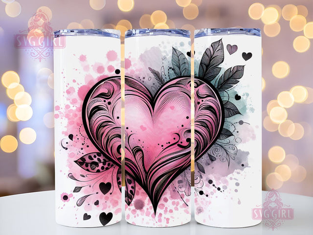 Valentine's Day Hearts 20 oz Sublimation Tumbler Wrap, PNG Digital File, Valentine Tumbler Wrap, Leopard Print Design Sublimation SvggirlplusArt 