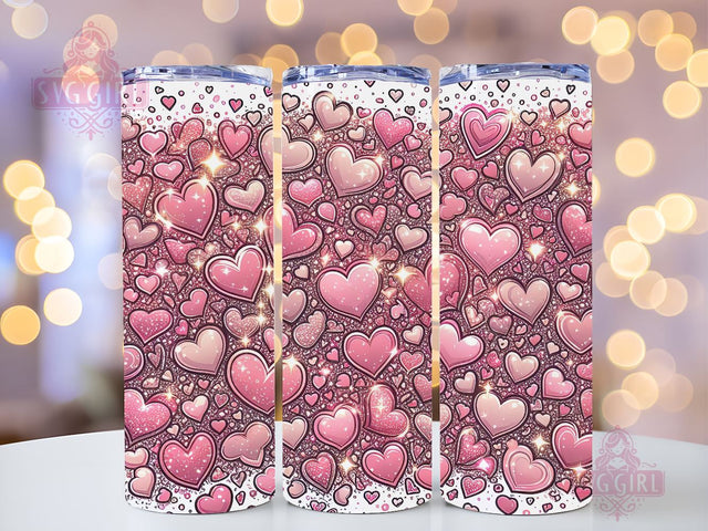 Valentine's Day Hearts 20 oz Sublimation Tumbler Wrap, PNG Digital File, Valentine Tumbler Wrap, Leopard Print Design Sublimation SvggirlplusArt 