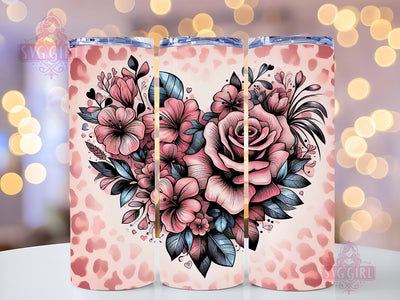 Valentine's Day Hearts 20 oz Sublimation Tumbler Wrap, PNG Digital File, Valentine Tumbler Wrap, Leopard Print Design Sublimation SvggirlplusArt 