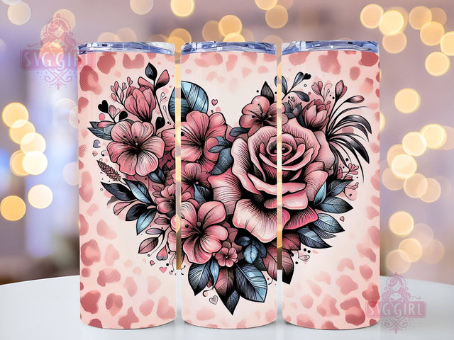 Valentine's Day Hearts 20 oz Sublimation Tumbler Wrap, PNG Digital File, Valentine Tumbler Wrap, Leopard Print Design Sublimation SvggirlplusArt 