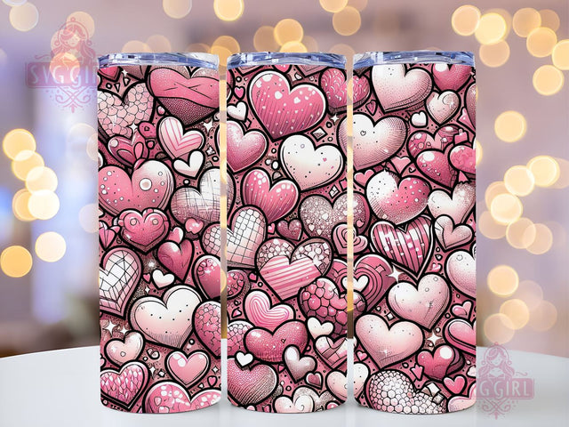Valentine's Day Hearts 20 oz Sublimation Tumbler Wrap, PNG Digital File, Valentine Tumbler Wrap, Leopard Print Design Sublimation SvggirlplusArt 