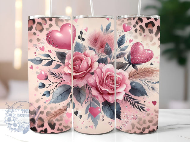 Valentine's Day Hearts 20 oz Sublimation Tumbler Wrap, Valentine's Day Hearts PNG Digital File, Valentine Tumbler Wrap, Leopard Print Sublimation ToriDesigns 