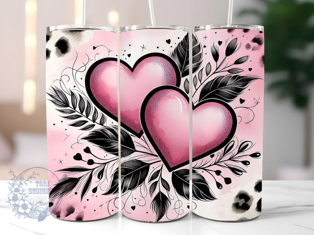 Valentine's Day Hearts 20 oz Sublimation Tumbler Wrap, Valentine's Day Hearts PNG Digital File, Valentine Tumbler Wrap, Leopard Print Sublimation ToriDesigns 