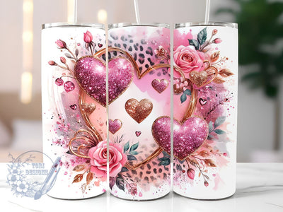 Valentine's Day Hearts 20 oz Sublimation Tumbler Wrap, Valentine's Day Hearts PNG Digital File, Valentine Tumbler Wrap, Leopard Print Sublimation ToriDesigns 