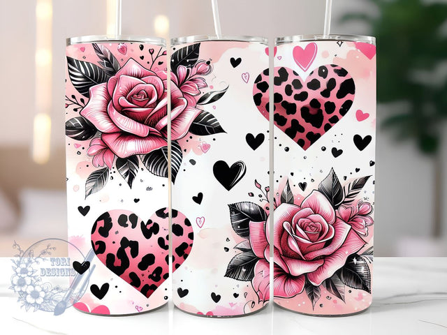 Valentine's Day Hearts 20 oz Sublimation Tumbler Wrap, Valentine's Day Hearts PNG Digital File, Valentine Tumbler Wrap, Leopard Print Sublimation ToriDesigns 