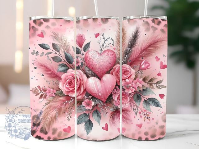 Valentine's Day Hearts 20 oz Sublimation Tumbler Wrap, Valentine's Day Hearts PNG Digital File, Valentine Tumbler Wrap, Leopard Print Sublimation ToriDesigns 