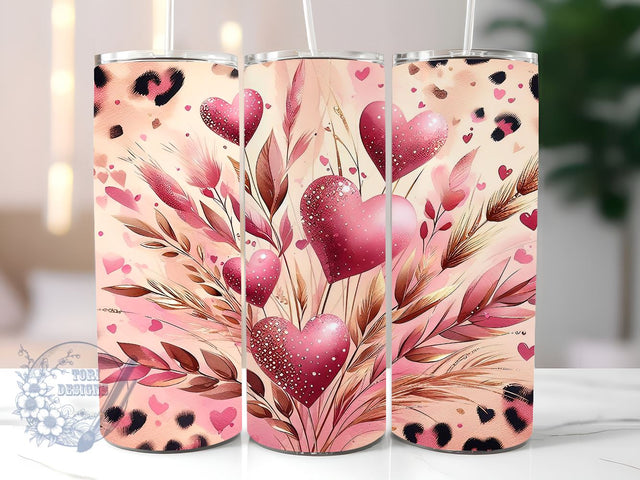 Valentine's Day Hearts 20 oz Sublimation Tumbler Wrap, Valentine's Day Hearts PNG Digital File, Valentine Tumbler Wrap, Leopard Print Sublimation ToriDesigns 