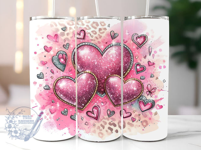 Valentine's Day Hearts 20 oz Sublimation Tumbler Wrap, Valentine's Day Hearts PNG Digital File, Valentine Tumbler Wrap, Leopard Print Sublimation ToriDesigns 