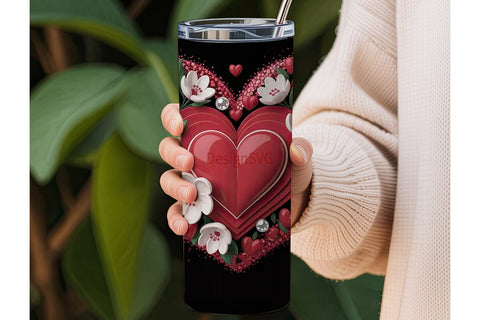 Valentine's Day Hearts 20oz Tumbler Wrap Sublimation DesignSVG 
