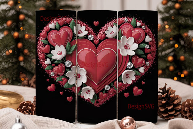 Valentine's Day Hearts 20oz Tumbler Wrap Sublimation DesignSVG 
