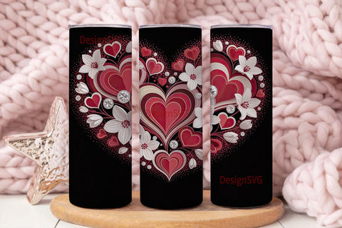 Valentine's Day Hearts 20oz Tumbler Wrap Sublimation DesignSVG 