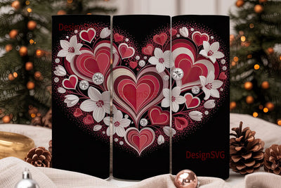 Valentine's Day Hearts 20oz Tumbler Wrap Sublimation DesignSVG 