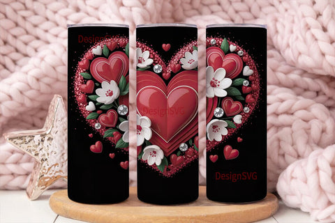 Valentine's Day Hearts 20oz Tumbler Wrap Sublimation DesignSVG 