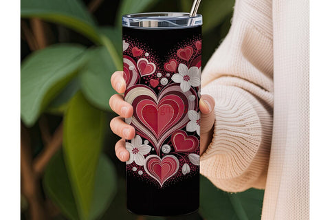 Valentine's Day Hearts 20oz Tumbler Wrap Sublimation DesignSVG 