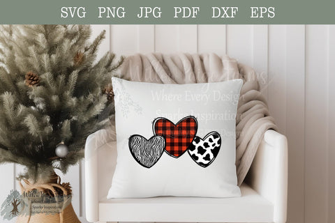 Valentine's Day Hearts Buffalo Plaid PNG Sublimation Willow Paige Farms 