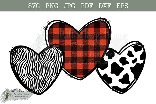 Valentine's Day Hearts Buffalo Plaid PNG Sublimation Willow Paige Farms 