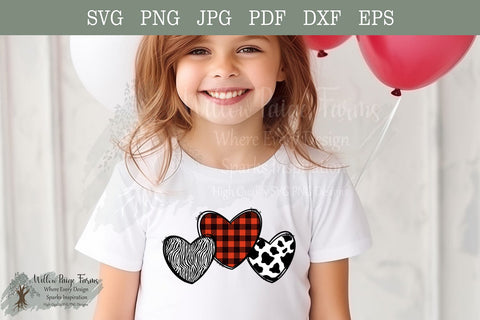 Valentine's Day Hearts Buffalo Plaid PNG Sublimation Willow Paige Farms 