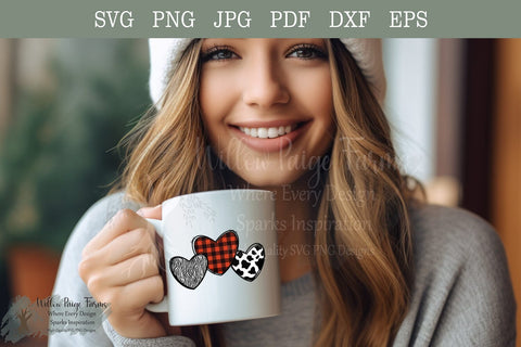 Valentine's Day Hearts Buffalo Plaid PNG Sublimation Willow Paige Farms 