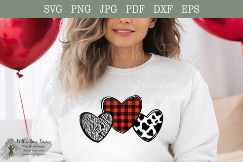 Valentine's Day Hearts Buffalo Plaid PNG Sublimation Willow Paige Farms 