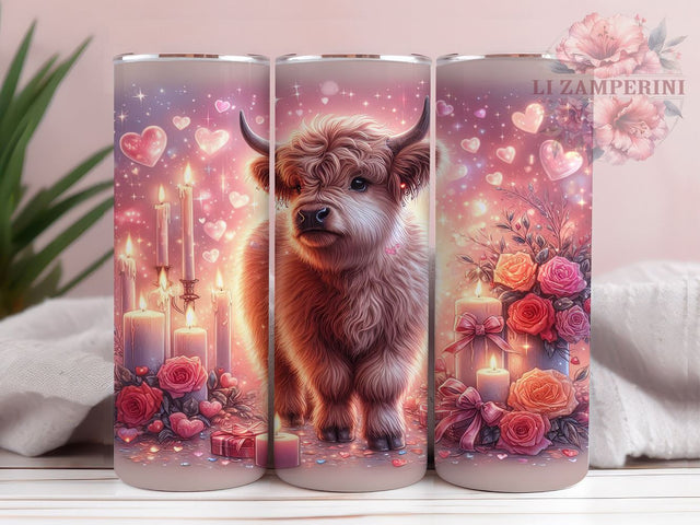 Valentines Day Highland Cow, Baby Highland Cow Tumbler, 20oz Tumbler PNG, Love Letter Tumbler Design, Cute Cow Valentine Art, Sublimation Tumbler Wrap, Digital Download Sublimation Li Zamperini 
