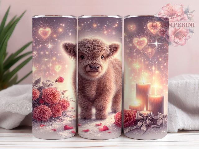 Valentines Day Highland Cow, Baby Highland Cow Tumbler, 20oz Tumbler PNG, Love Letter Tumbler Design, Cute Cow Valentine Art, Sublimation Tumbler Wrap, Digital Download Sublimation Li Zamperini 