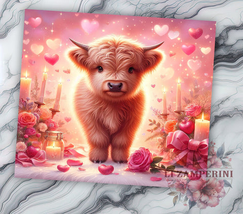 Valentines Day Highland Cow, Baby Highland Cow Tumbler, 20oz Tumbler PNG, Love Letter Tumbler Design, Cute Cow Valentine Art, Sublimation Tumbler Wrap, Digital Download Sublimation Li Zamperini 