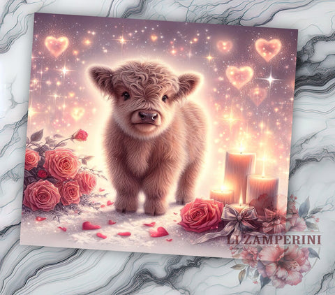 Valentines Day Highland Cow, Baby Highland Cow Tumbler, 20oz Tumbler PNG, Love Letter Tumbler Design, Cute Cow Valentine Art, Sublimation Tumbler Wrap, Digital Download Sublimation Li Zamperini 