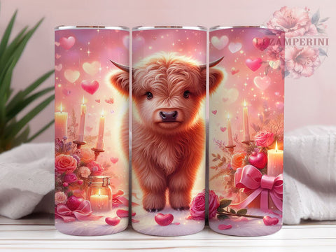 Valentines Day Highland Cow, Baby Highland Cow Tumbler, 20oz Tumbler PNG, Love Letter Tumbler Design, Cute Cow Valentine Art, Sublimation Tumbler Wrap, Digital Download Sublimation Li Zamperini 