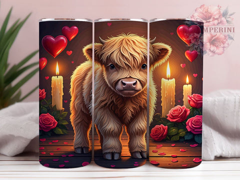 Valentines Day Highland Cow, Baby Highland Cow Tumbler, 20oz Tumbler PNG, Love Letter Tumbler Design, Cute Cow Valentine Art, Sublimation Tumbler Wrap, Digital Download Sublimation Li Zamperini 