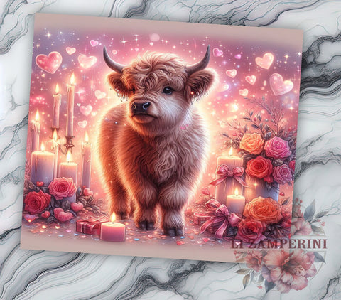 Valentines Day Highland Cow, Baby Highland Cow Tumbler, 20oz Tumbler PNG, Love Letter Tumbler Design, Cute Cow Valentine Art, Sublimation Tumbler Wrap, Digital Download Sublimation Li Zamperini 