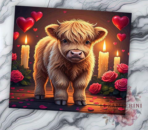 Valentines Day Highland Cow, Baby Highland Cow Tumbler, 20oz Tumbler PNG, Love Letter Tumbler Design, Cute Cow Valentine Art, Sublimation Tumbler Wrap, Digital Download Sublimation Li Zamperini 