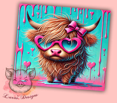 Valentines Day Highland Cow Tumbler, Valentines Day Gift, 20oz Tumbler Wrap, Cow Sublimation Design, Farmhouse Decor, Cute Cow Mug, Personalized Tumbler Sublimation Lara' s Designs 
