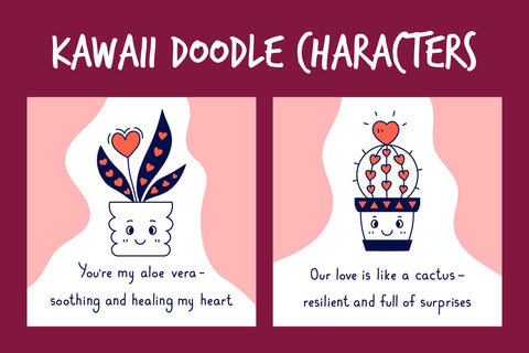 Valentine's Day Houseplant Quote Cards Digital Pattern Rin Green 