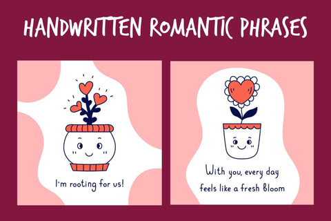 Valentine's Day Houseplant Quote Cards Digital Pattern Rin Green 