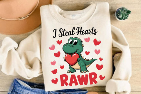 Valentines Day I Steal Hearts Rawr Sublimation Design Sublimation Regulrcrative 