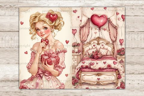 Valentines Day Junk Journal Pages | Romance Printable SVG GlamArtZhanna 