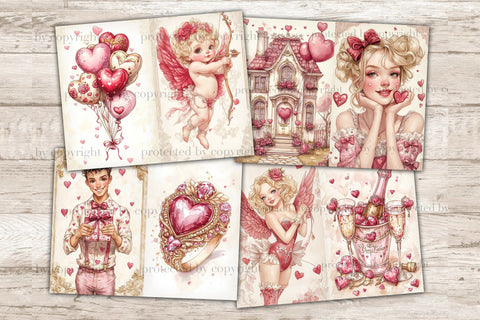 Valentines Day Junk Journal Pages | Romance Printable SVG GlamArtZhanna 