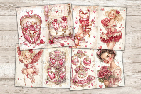 Valentines Day Junk Journal Pages | Romance Printable SVG GlamArtZhanna 