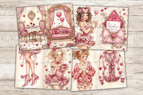 Valentines Day Junk Journal Pages | Romance Printable SVG GlamArtZhanna 