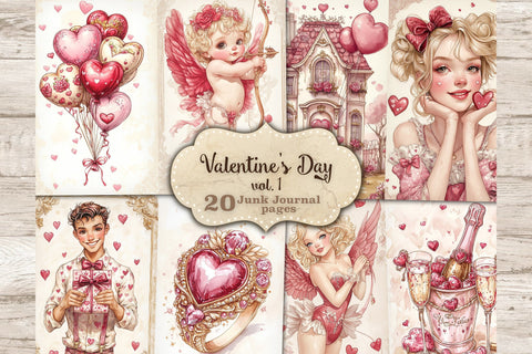 Valentines Day Junk Journal Pages | Romance Printable SVG GlamArtZhanna 