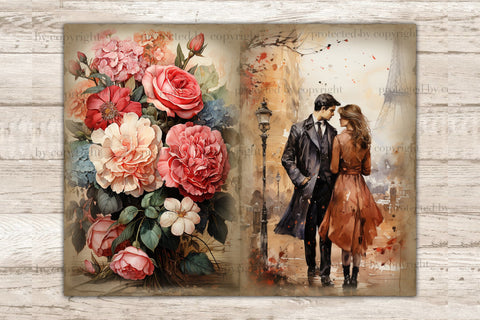 Valentines Day Junk Journal Pages | Vintage Collage Sheet SVG GlamArtZhanna 