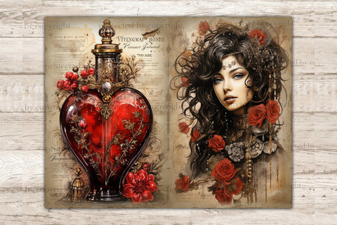 Valentines Day Junk Journal Pages | Vintage Collage Sheet SVG GlamArtZhanna 