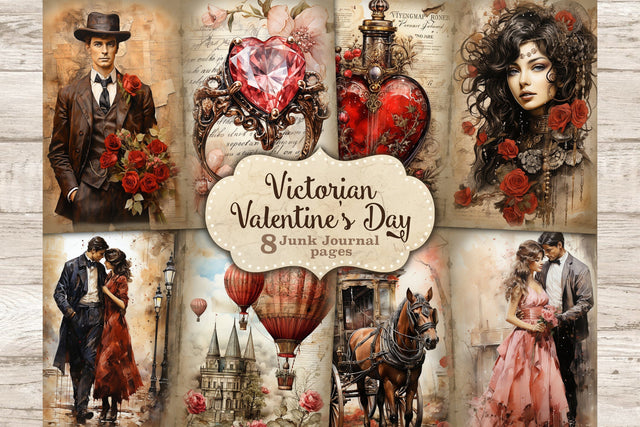 Valentines Day Junk Journal Pages | Vintage Collage Sheet SVG GlamArtZhanna 