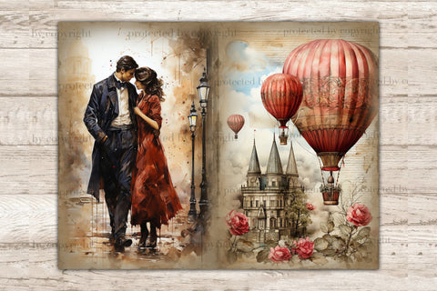 Valentines Day Junk Journal Pages | Vintage Collage Sheet SVG GlamArtZhanna 