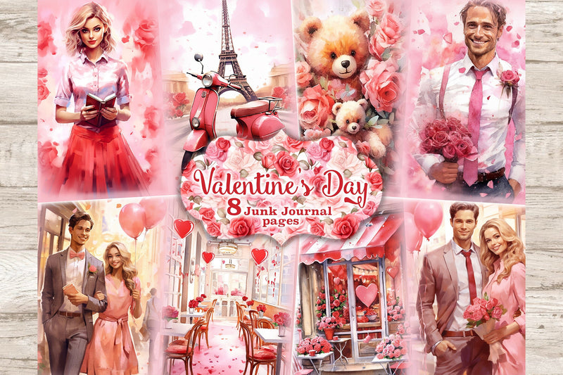 Valentines Day Junk Journal Paper | I Love You Printable SVG GlamArtZhanna 