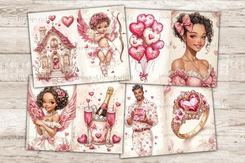 Valentines Day Junk Journal Paper | Romantic Ephemera SVG GlamArtZhanna 